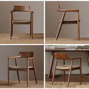 Nordic Modern Design Solid Wood <strong>Dining</strong> <strong>Chair</strong> with Armrests Minimalist Home and Hotel Reception <strong>Chair</strong> - Product Image 3