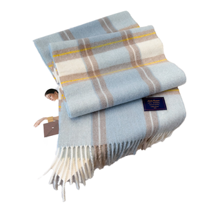 Sciarpe in Cashmere per Uomo, Fine Lana Merino Australiana, Poliestere, Motivo a Quadri Verde e <span class=keywords><strong>Giallo</strong></span>, Sciarpa Invernale Calda e Spessa, Scialle per Donna - Product Image 1