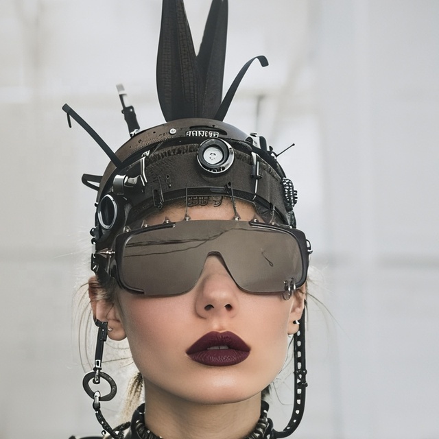 3118 One-piece Lens Punk Metal Rivet Square Sunglasses Women Shades Men Glasses 2025