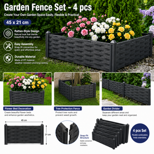 Valla decorativa entrelazada 2 en 1, caja de flores plegable de plástico con aspecto de ratán para bordes de jardín. - Product Image 5