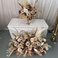 IFG Nouvelle Collection Automne – Boule de fleurs artificielles roses brunes et plumes de pampa avec guirlande pour arrangements de mariage