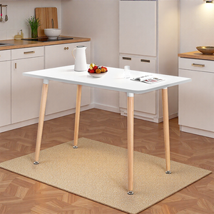 Tavolo da Pranzo Moderno Minimalista Bianco, Tavolo da Cucina Rettangolare con Piano Bianco e <span class=keywords><strong>Gambe</strong></span> Effetto Legno <span class=keywords><strong>per</strong></span> Sala da Pranzo e Cucina - Product Image 5