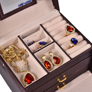 Estuche de Almacenamiento de Joyas de Lujo al por Mayor, Caja Grande de 3 Niveles con Espejo, Organizador de Cuero PU con Asa - Product Image 6