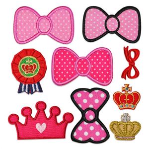Kawaii Iron on Embroidery Felt Bowknot Crown Patches for Girl Bag Clothes - Product Image 1