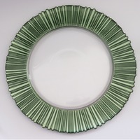 Assiette de présentation ronde de luxe BST de 13 pouces, élégante, à bord cannelé, en verre transparent avec bord doré, pour mariage, fête, décoration de la maison