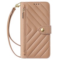 Étui portefeuille bandoulière pour iPhone 17 Pro avec fentes pour cartes et fermeture éclair, coque de téléphone en cuir avec dragonne pour iPhone 17