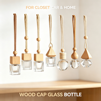 Diffuseur d'arômes suspendu pour voiture en gros, huile parfumée 6ml 8ml 10ml, désodorisant cube, flacon en verre transparent pour voiture avec bouchon en bois