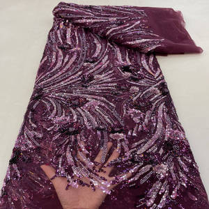 Nuevo modelo africano impreso encaje africano colgante brillante con cuentas tela de lentejuelas - Product Image 6