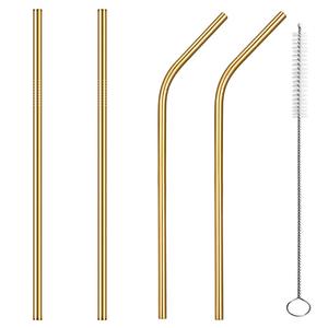 Sinh Thái Thân Thiện Thẳng Tái Sử Dụng Thép Không Gỉ Uống Ống Hút Vàng Kim Loại Ống Hút - Product Image 1