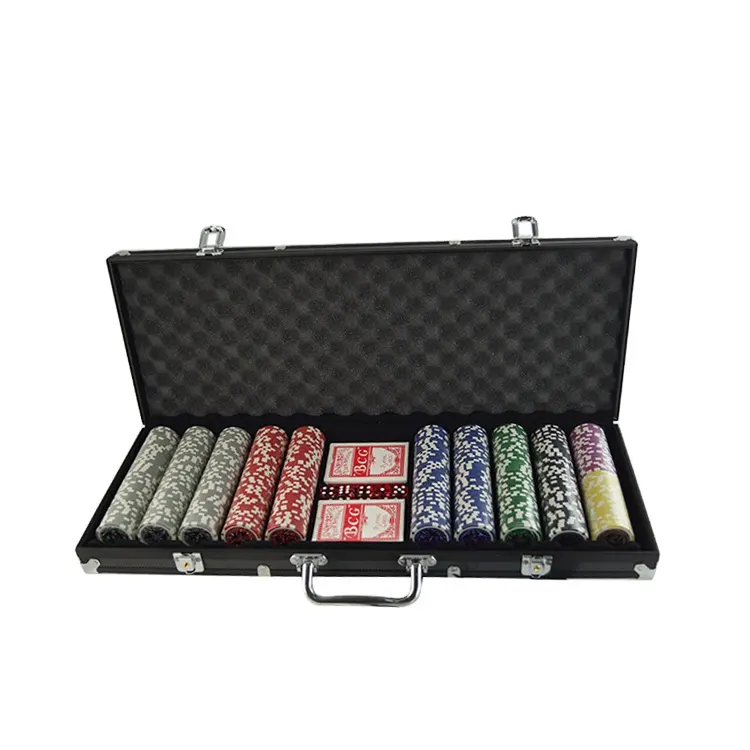 Panas! Set 500 Alat Poker Keuntungan Set Chip Poker, Set Chip Poker Kustom dengan Wadah Aluminium