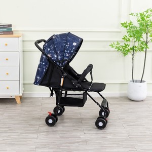 Cochecito de Bebé Moderno con Asiento de Lino y Tubo Negro, Respaldo Reclinable Ajustable, Plegable y Ligero, con Capota Grande - Product Image 3