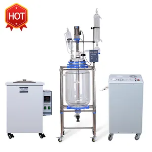 USA instock 1-100L Big New Glass Jacketed Laboratory Reactor Vessel or lab use big jacketed glass reactor bioreactor