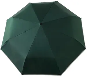 3 Fold Fully Automatic Green Color UV Protection Light Reflective Led Umbrella With Adjustable Led Torch