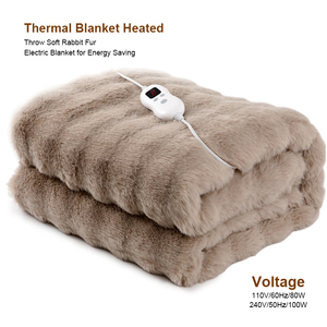 Couverture chauffante à 6 réglages de chaleur Couverture électrique lavable en polaire de fourrure de lapin douce avec approbation CE - Product Image 3