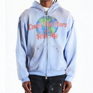 Heavyweight 500GSM French Terry Cotton Blank Boxy <b>Cropped</b> <b>Zip</b> <b>up</b> <b>Hoodies</b> for Men Custom Manufacturer Apparel - Product Image 1