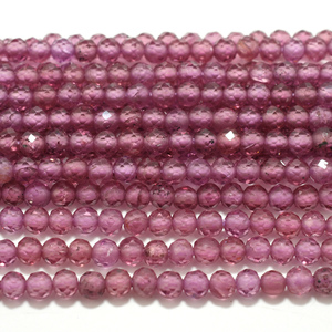 ลูกปัดทรงกลมเหลี่ยมเพชรพลอยสีชมพูมาเลยาธ<span class=keywords><strong>รร</strong></span>มชาติ ขนาด 2 มม. - Product Image 1