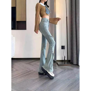 กางเกงยีนส์ขาตรงเอวสูงสำหรับผู้หญิง, กางเกงขากว้างทรงหลวมสไตล์ใหม่2025ฤดูใบไม้ผลิและฤดูใบไม้ร่วง - Product Image 5