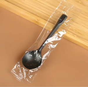 Cuillères jetables en polypropylène noir <span class=keywords><strong>de</strong></span> <span class=keywords><strong>qualité</strong></span> alimentaire, écologiques, emballées individuellement, <span class=keywords><strong>vaisselle</strong></span> personnalisée en vrac - Product Image 4
