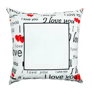 17.7 Inch Sublimation Linen Throw Pillow Case With Words I love You For Family Valentine's Gift