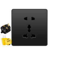 Tomacorrientes e Interruptores de Pared de Alta Calidad, 13A, 3 Vías, 1 Grupo, 240v 250V, Panel de PC Negro Mate