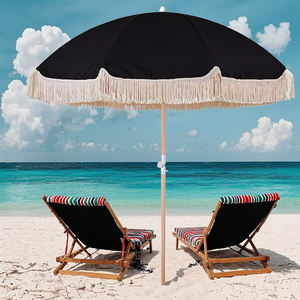 Oferta Especial Sombrilla de Lona para Playa, Cabaña de Playa Cuadrada, Tienda Instantánea con Borlas, Parasol de Madera para Jardín Exterior con Flecos - Product Image 4