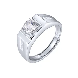 טבעת כסף סטרלינג VVS מויסניט 925 עיצוב היפ הופ מותאם אישית לגברים לאירוסין או מתנה לחתונה