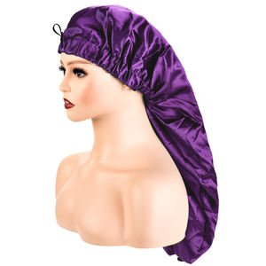 غطاء جديلة شعر من الساتان الأسود بطبقة واحدة للنساء قابل للتعديل مع غطاء مجفف للإغلاق مع زر للاستخدام اليومي - Product Image 3