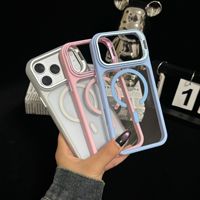 Coque de téléphone transparente en acrylique avec aimants pour iPhone 18 Pro Max 17 16 15 14, cadre métallique pour appareil photo, support invisible
