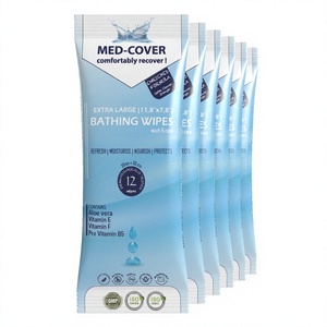Med-Cover Extra Thick Disposable Hypoallergenic Moisturizing Wash Gloves No Water Rinse-Free Bathing Gloves Health Care Care - Product Image 1