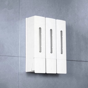 Distributeur de savon <span class=keywords><strong>mural</strong></span> triple manuel avec bouteille rechargeable pour usage hôtelier, en ABS de haute qualité, écologique - Product Image 2