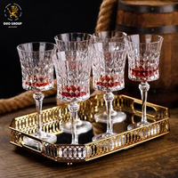 Ensemble de verres à vin en cristal taillé diamant vintage, sans plomb, gravés, à pied, pour mariage, fête, bar, maison