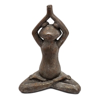 29,2x16,5x38,1 cm Frosch-Gartendekoration Braune Magnesium-Yoga-Froschfigur in Namaste-Posen mit Goldakzenten