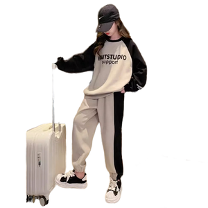 Bộ quần áo thời trang thu đông 2024 cho bé gái & trẻ em gái từ 8-12 tuổi, họa tiết trơn, mặc thường ngày, thể thao, bán buôn - Product Image 1