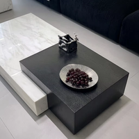 Nouvelle table basse en marbre minimaliste 2024 pour salons, design rectangulaire moderne et simple, luxe léger, bicolore, design exclusif