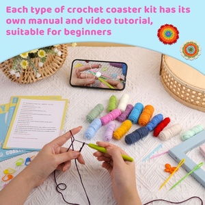 Kit de <span class=keywords><strong>Ganchillo</strong></span> Creativo para Hacer Posavasos de Cuatro Colores, Hecho a Mano para Principiantes, Tutoriales en Video en Inglés, Regalo de Cumpleaños, Decoración del Hogar - Product Image 4