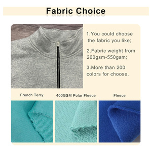 Sweat-shirt de sport 100% coton pour hommes, sérigraphie personnalisée 310 g/m², tissu polaire brodé, quart de fermeture éclair, nouvel arrivage - Product Image 3