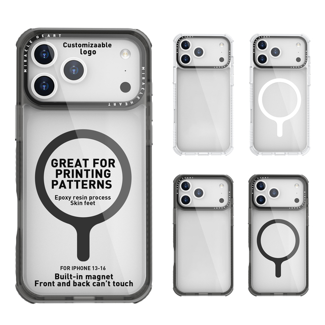 Custom Luxury Designer Brand Phone case for iPhone 17 Pro Transparent Magnetic Shockproof Phone Cover with Ring Camera Holder