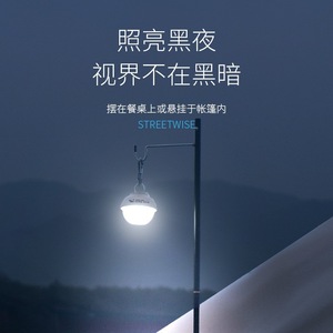 ไฟแคมป์ปิ้งแบบชาร์จได้รูปฉลามยิ้ม หลอดไฟทรงกลมพกพาสามสี - Product Image 4