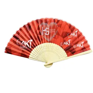 Nuovo arrivo di buona qualità professionale ventilatore a mano fornitore di bambù personalizzato stampato ventaglio pieghevole