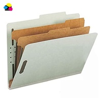 Carpeta de clasificación personalizada de cartón prensado verde claro de 25pt de grosor con 2 divisores y cierres, hecha con piedra reciclada de tres colores.
