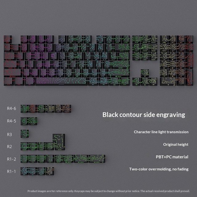 Contour PBT Side-Lit Keycaps OEM Profile, Universal for Mechanical & Magnetic Keyboards, 130/97 Keys Full Set