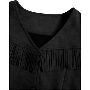 FOXA <b>Women's</b> Faux Suede Vest With Tassels Boho Western Style Sleeveless Outerwear Regular Length - Product Image 5