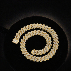 Collier en argent sterling 925 plaqué or avec chaîne cubaine sertie de moissanite, bijoux hip-hop pour hommes et femmes - Product Image 3