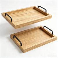 Plateau simple multifonction en bois poli pour salon, cuisine, comptoir, salle de bain, meuble-lavabo, rangement de boissons, compatible lave-vaisselle, contact alimentaire