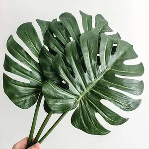 C257 Ins风格的工厂直接销售人造植物模拟叶子Monstera叶绿叶装饰用于家居装饰