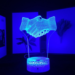 Sevgililer Günü Hediyesi Gece Lambası Oda Dekorasyonu Işıkları Akrilik El Sıkıştırmalı Beyaz 3D Akrilik Gece Lambası Fabrika Toptan Satış Dropship - Product Image 4