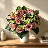 18 Köpfe Seiden-Kunstrosenstrauß im modernen Stil, handgefertigt für Hochzeiten, Valentinstag, Ostern, Tischdekoration, Bogenhintergrund