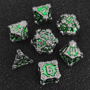 Ensemble de 7 dés mécaniques en métal DND, émail bleu, gris anthracite, dés polyédriques lourds pour Dungeons & Dragons <span class=keywords><strong>Pathfinder</strong></span> - Product Image 3