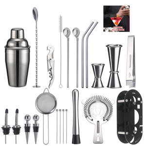 आधुनिक और सरल चीन बार शेकर कॉकटेल शेकर उपकरण 23 टुकड़े स्टेनलेस स्टील डिचेबल अंडाकार ऐक्रेलिक स्टैंड - Product Image 6