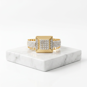 Elegant 22K <b>Gold</b> Men's <b>Cocktail</b> <b>Ring</b> with Bold Square Design Luxury Statement Jewelry for Wedding Engagement Party Occasions - Product Image 2